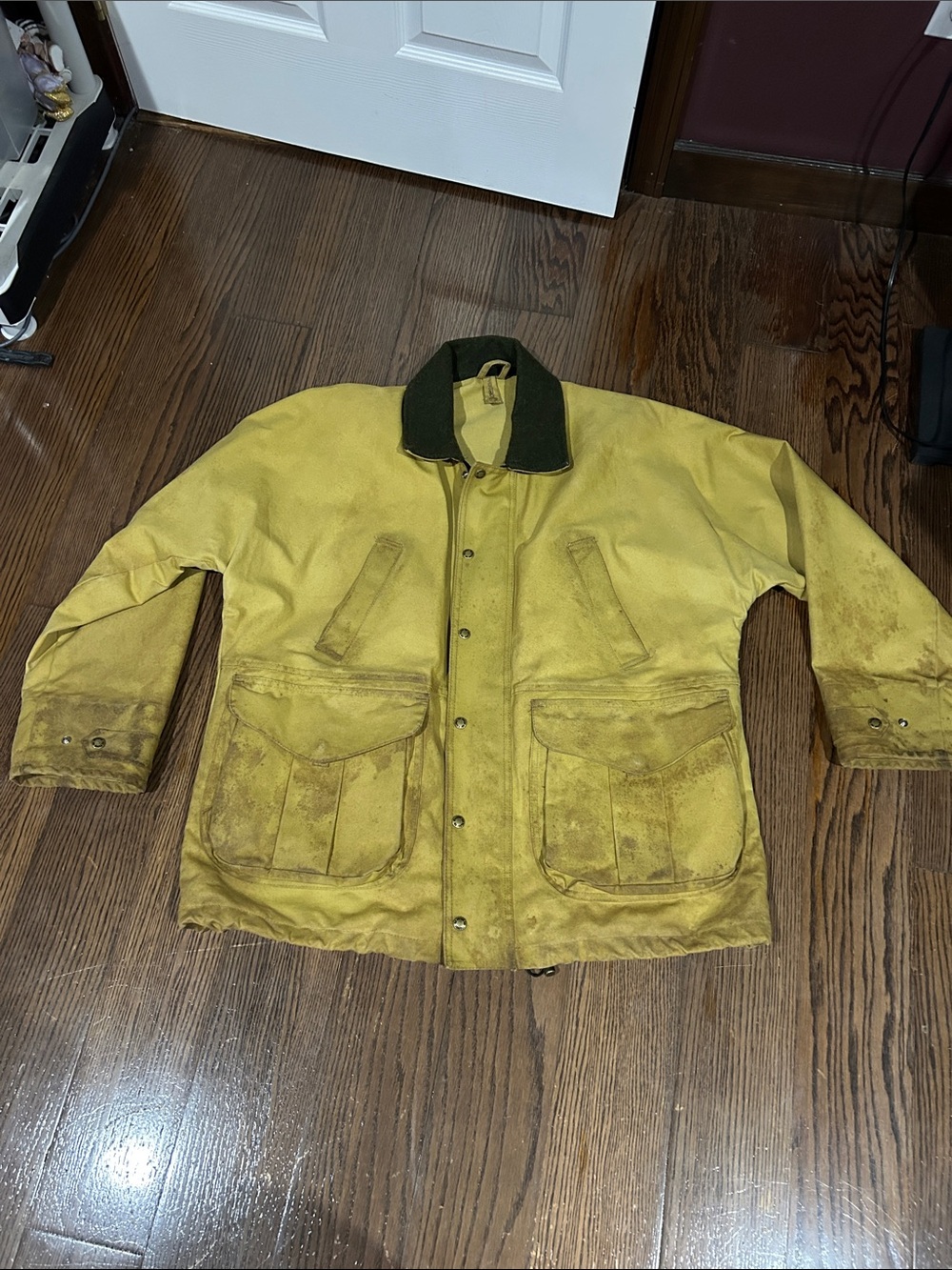 Vtg Filson Tin cloth Field Jacket w/ wool olive green liner barn jacket XXL
